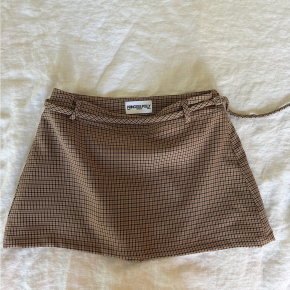 Princess Polly Dresses & Skirts - Princess Polly Kyrsten Tailored Skort in Brown Check